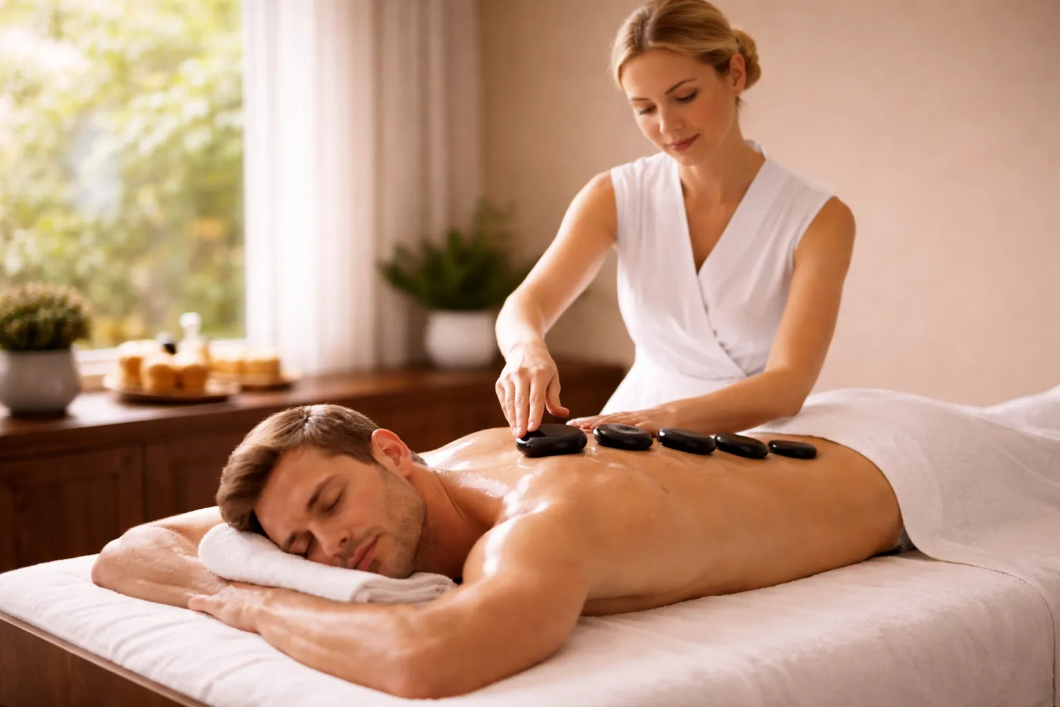 Hot stone massage basalt stones relaxation Viman Nagar